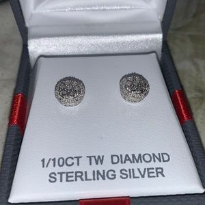 Diamond sterling silver earrings